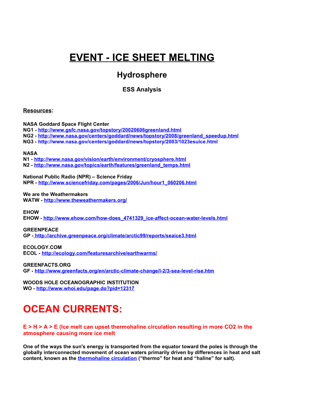 Event - Ice Sheet Melting