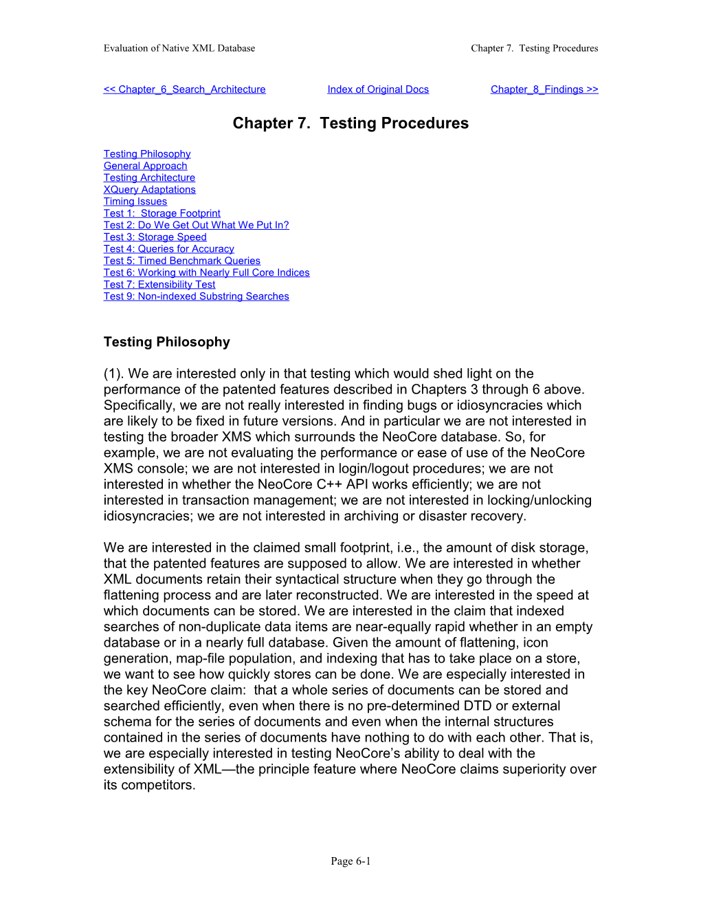 Evaluation of Native XML Databasechapter 7. Testing Procedures
