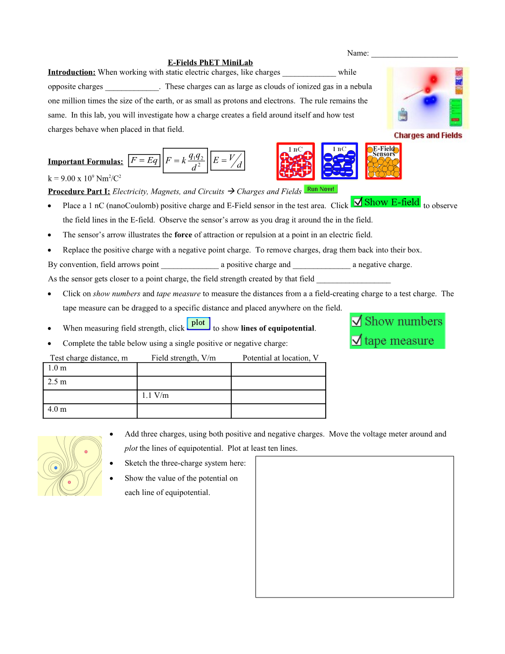 E-Field Phet Lab