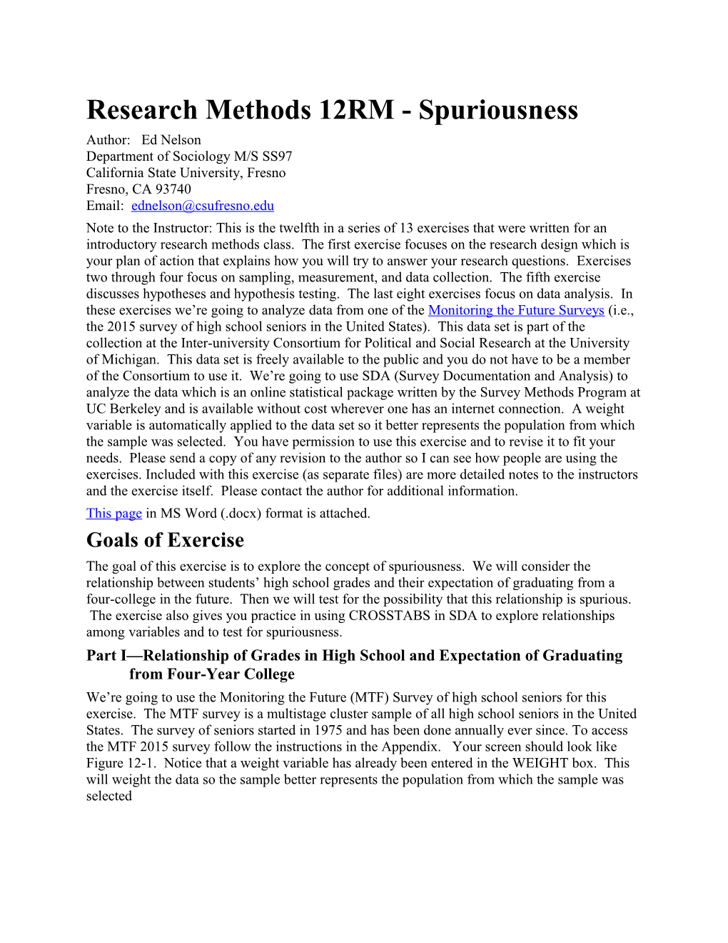 Research Methods 12RM - Spuriousness