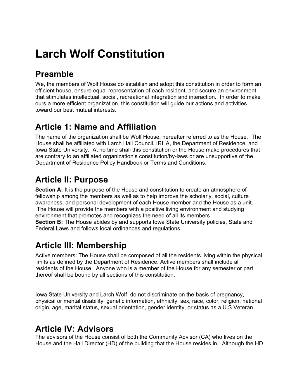 Larch Wolf Constitution