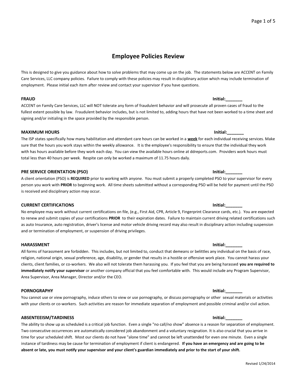 Employee Policies Review