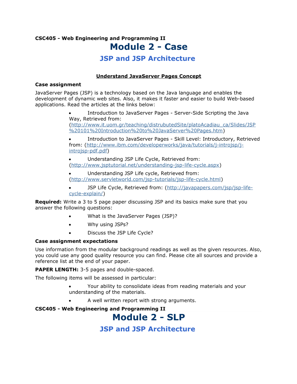 CSC405 - Web Engineering and Programming II