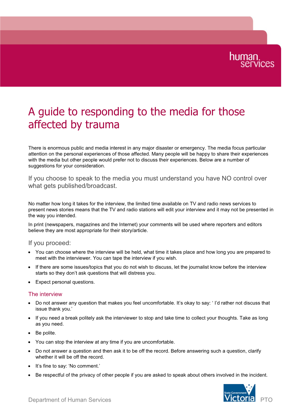 A Guide to Responding to the Media for Those Affected by Trauma