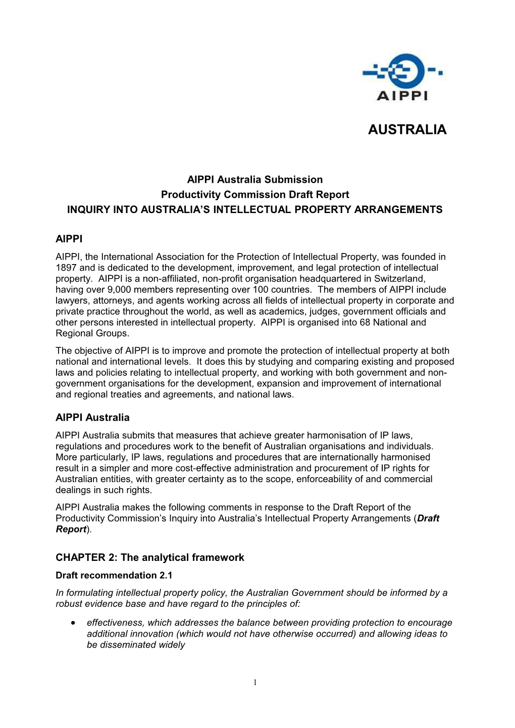 Submission DR551 - AIPPI Australia - Intellectual Property Arrangements - Public Inquiry