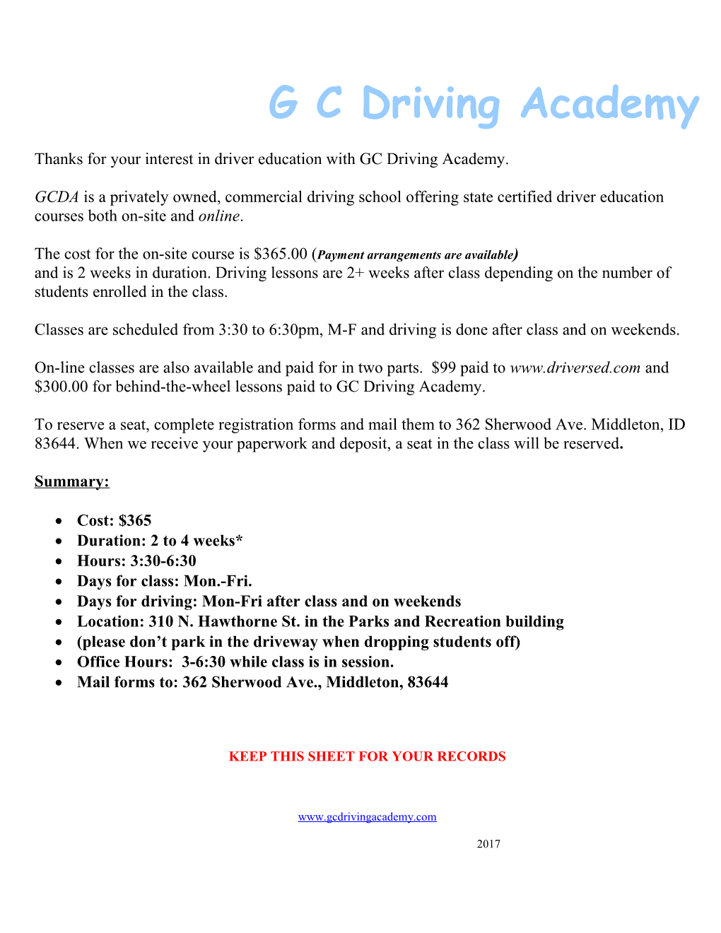 Gem County Driving Academy