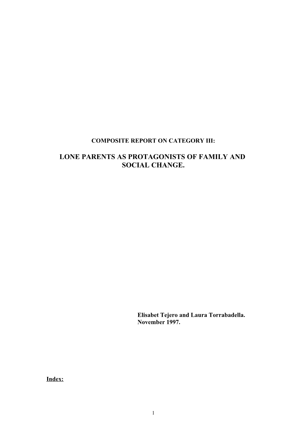 Composite Report on Lone Parents