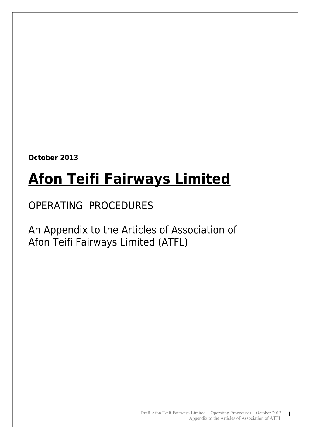 Constitution for the Afon Teifi Fairway Committee