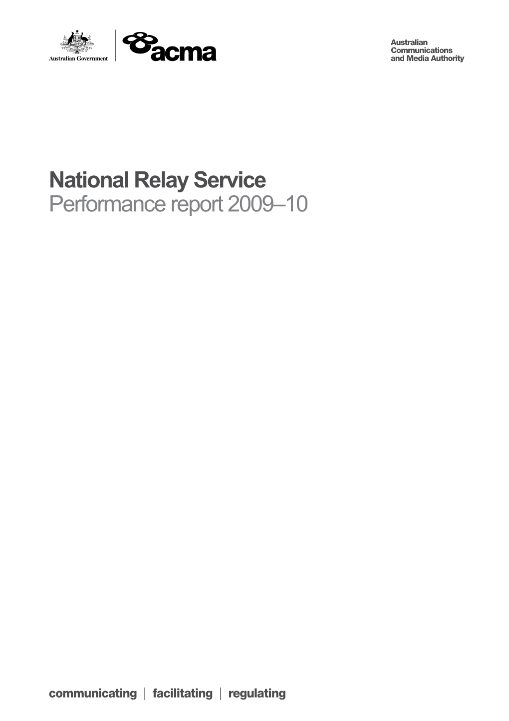 National Relay Service Performance Report 2009 10