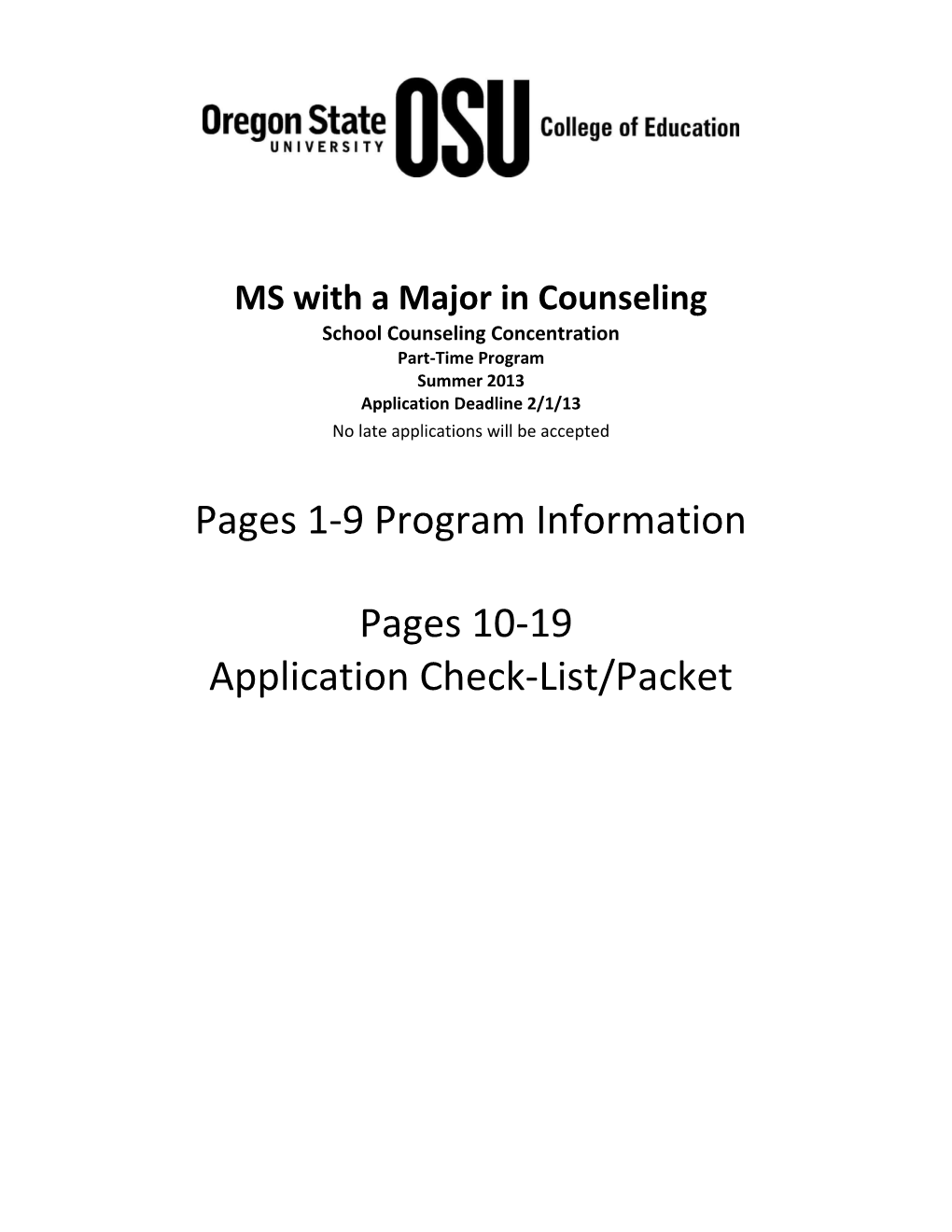 MS with a Major in Counseling