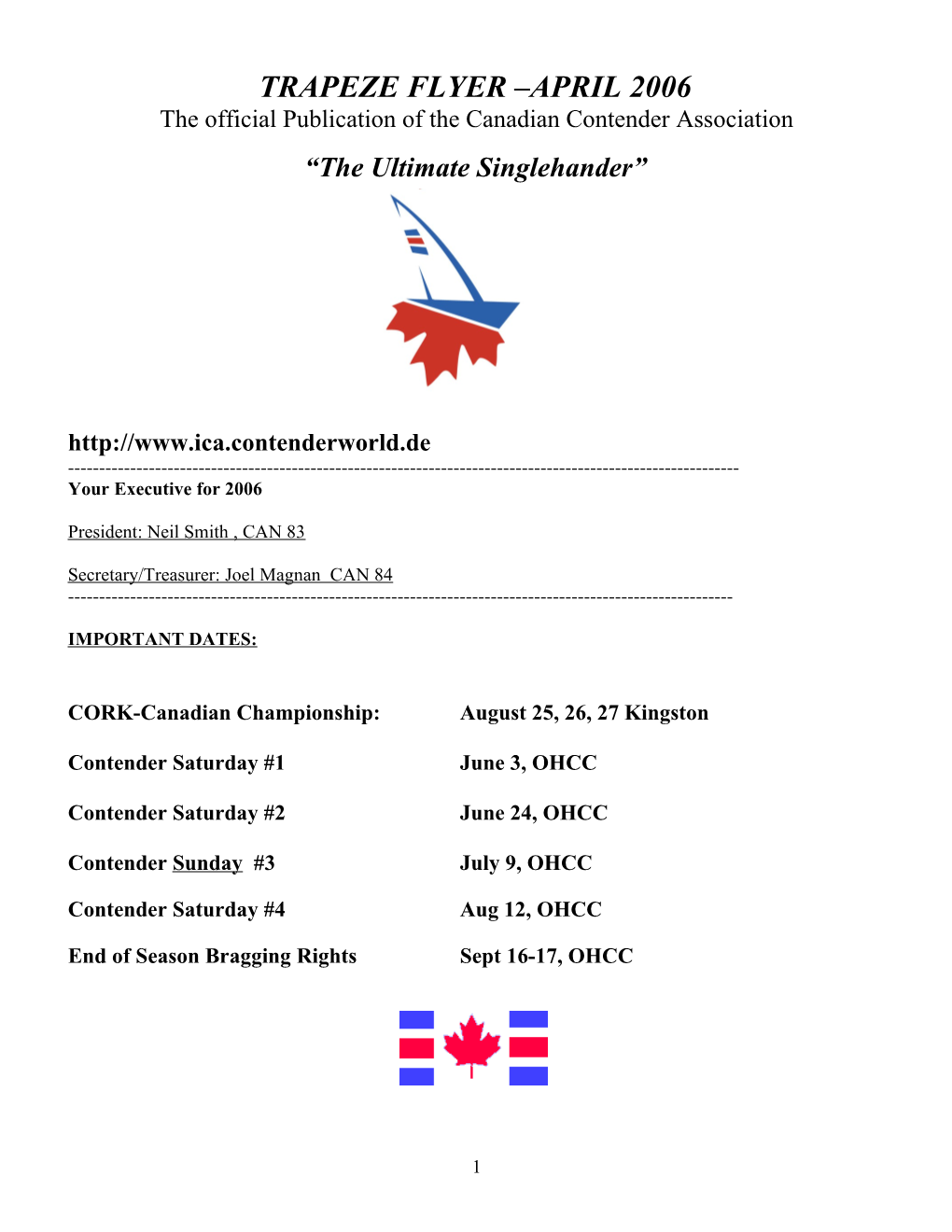 The Official Publication of the Canadian Contender Association