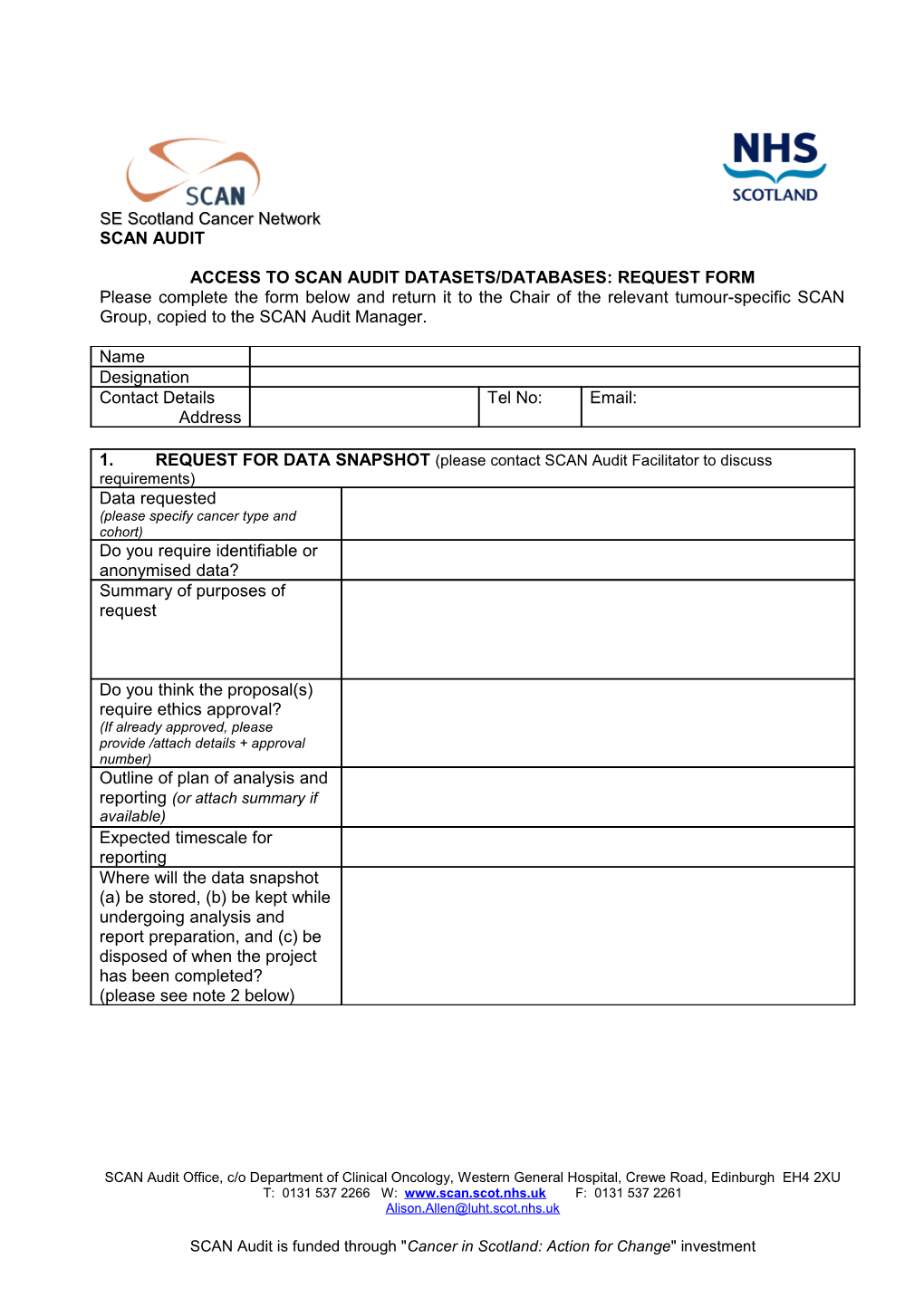 Letter Template - Access to the SCAN Audit Datasets