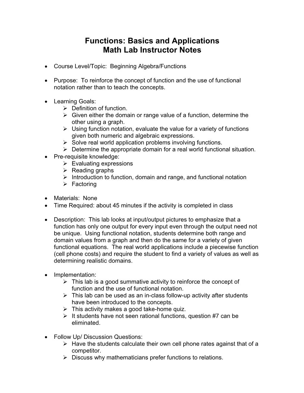 Functions: Basics and Applications