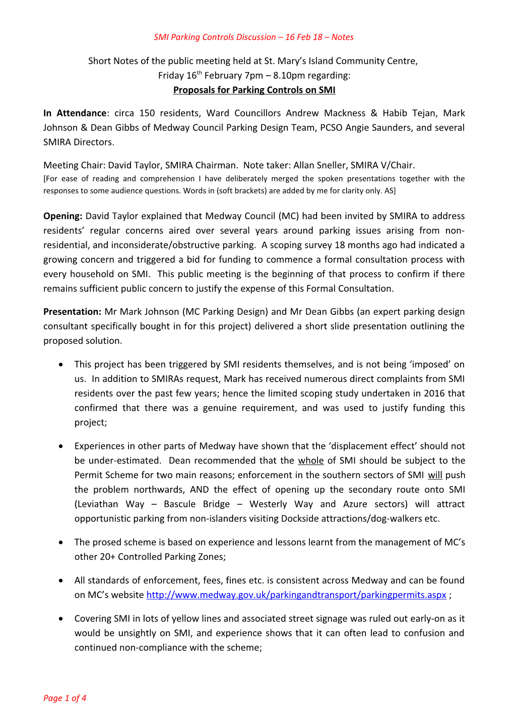 Proposals for Parking Controls on SMI