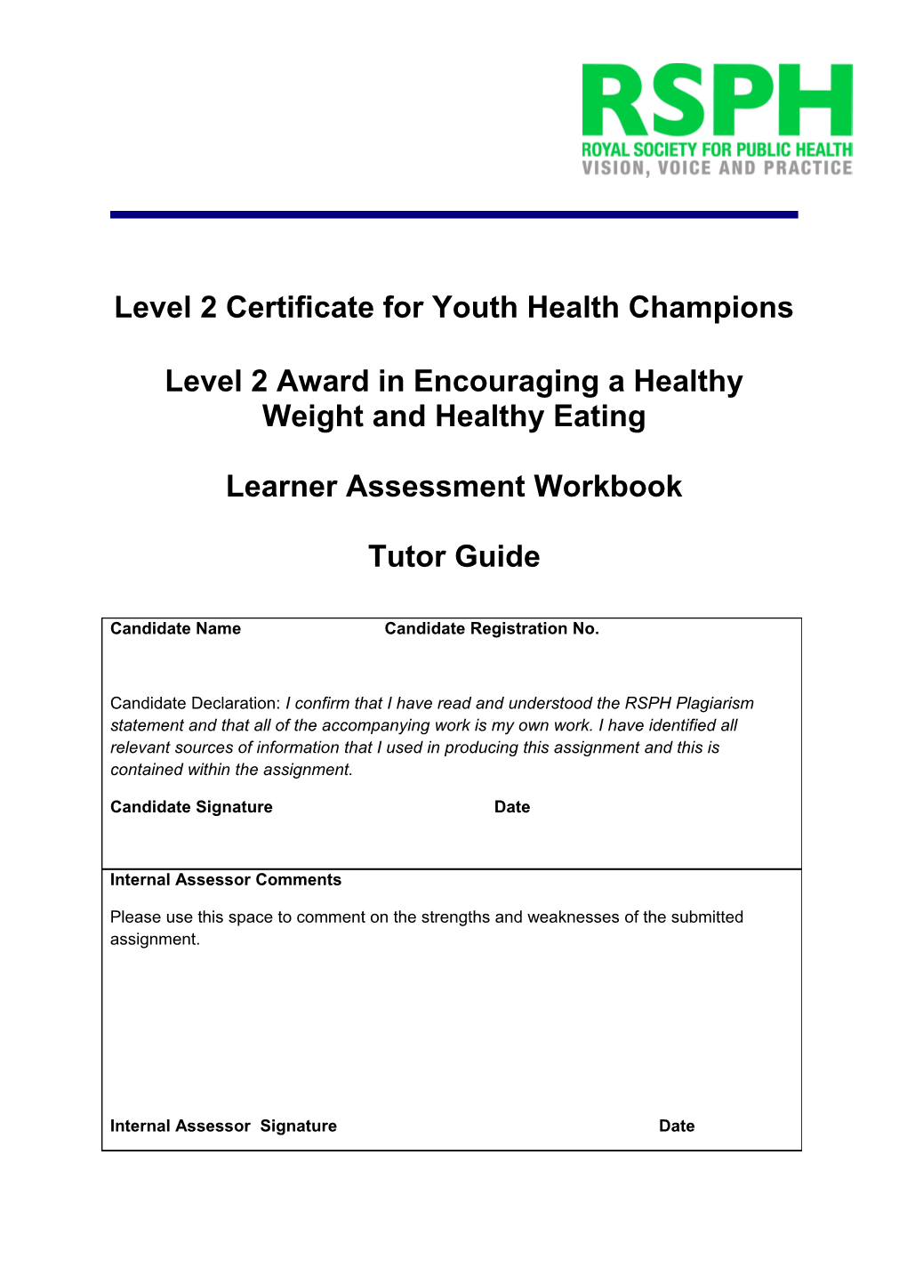 Level 2 Certificate for Youth Health Champions