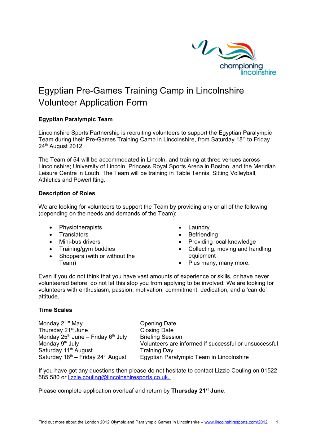 Egyptian Pre-Games Training Camp in Lincolnshire