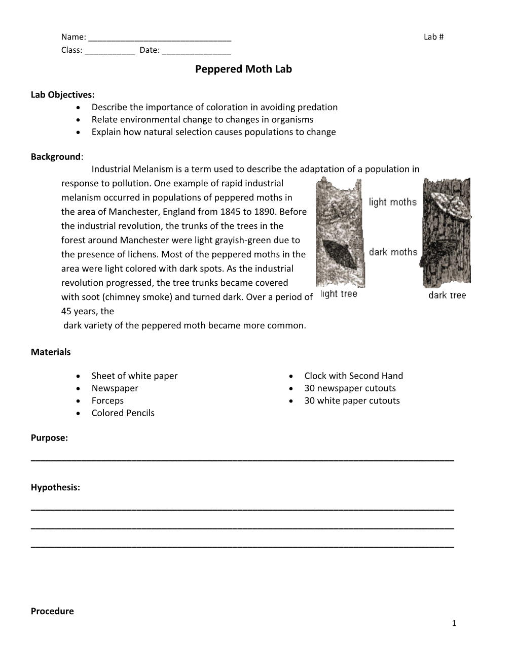 Peppered Moth Lab