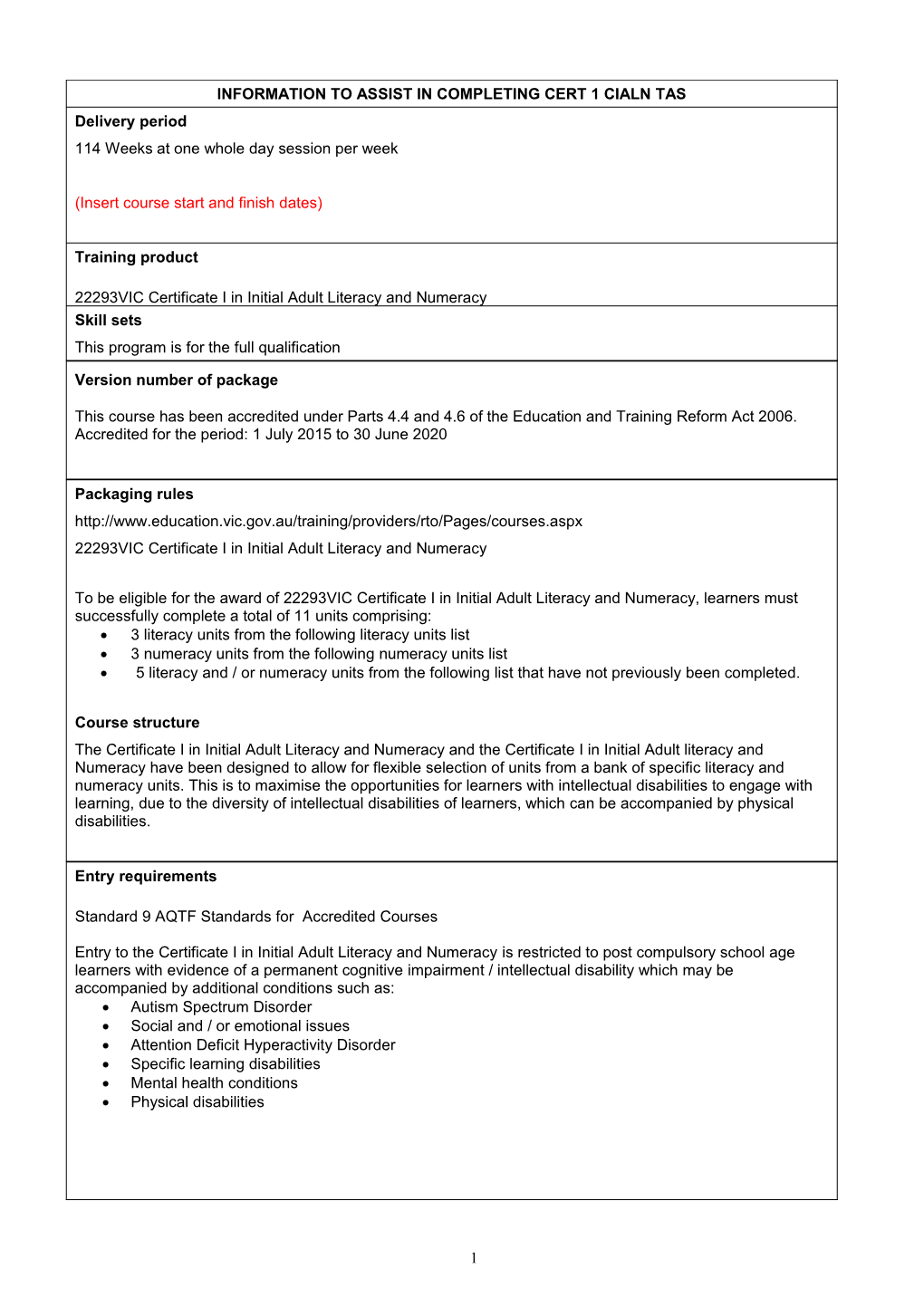 Training and Assessment Strategy Template