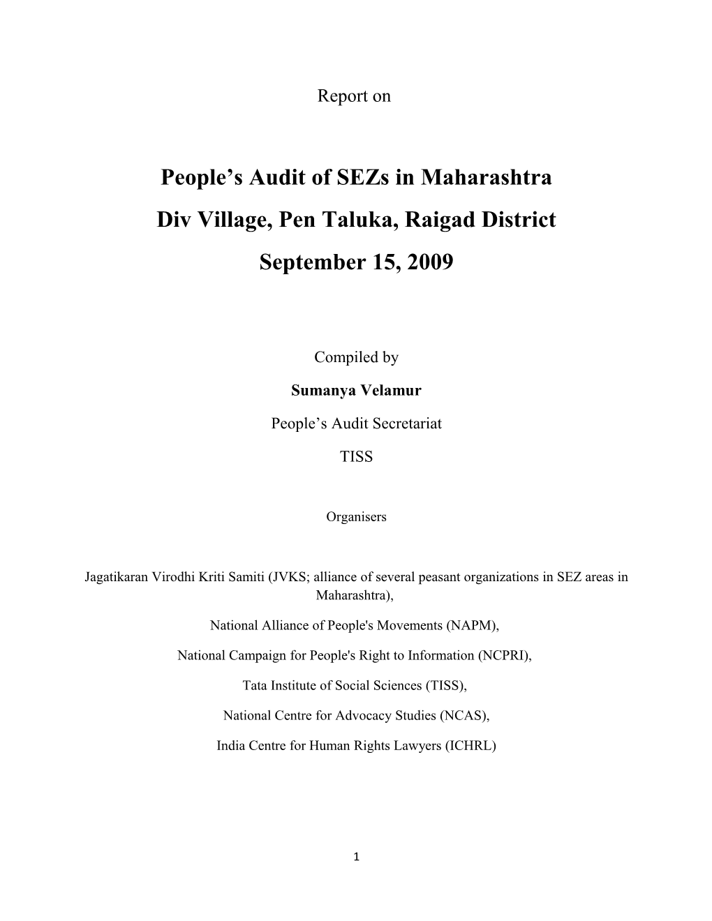 People S Audit of Sezs in Maharashtra