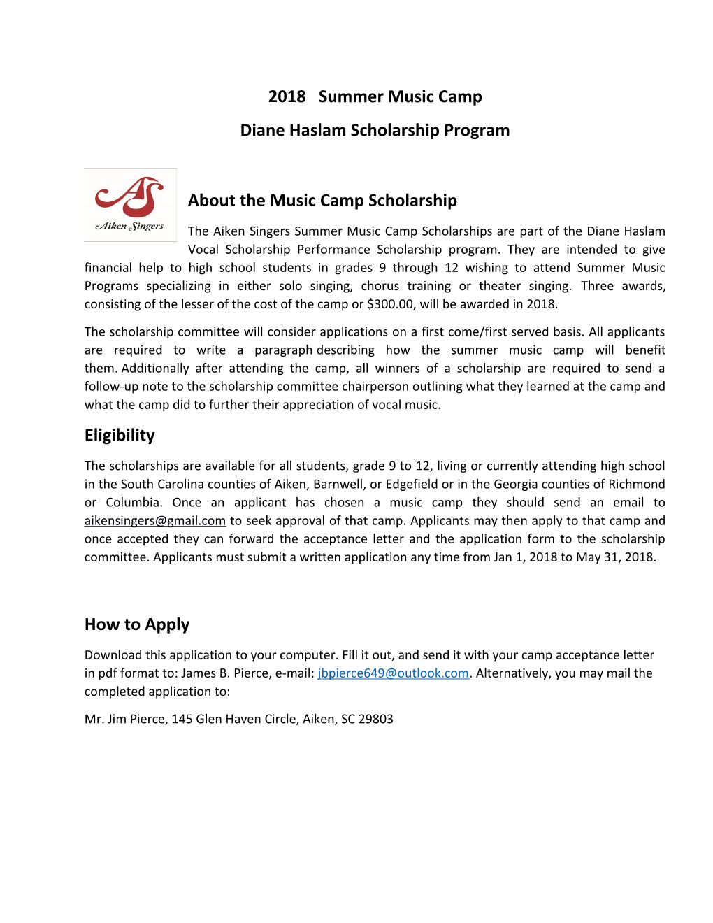 Diane Haslam Scholarship Program