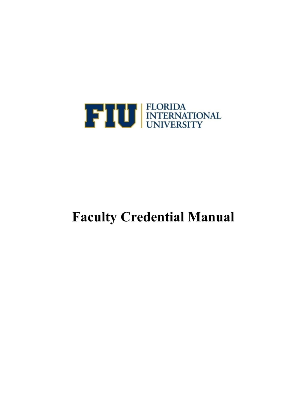 Faculty Credential Manual