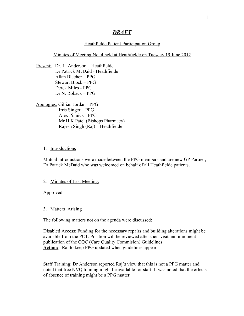 Heathfielde Patient Participation Group