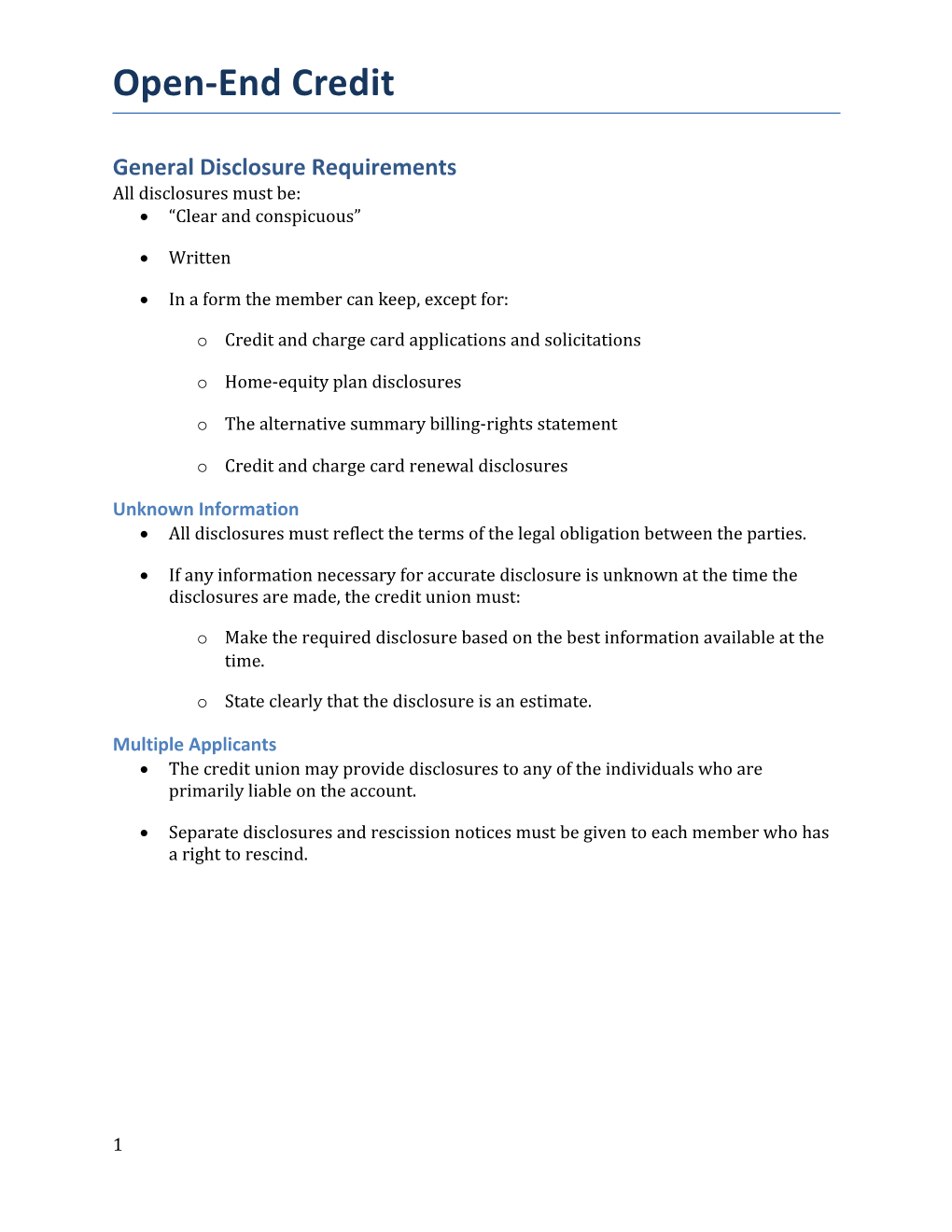 General Disclosure Requirements