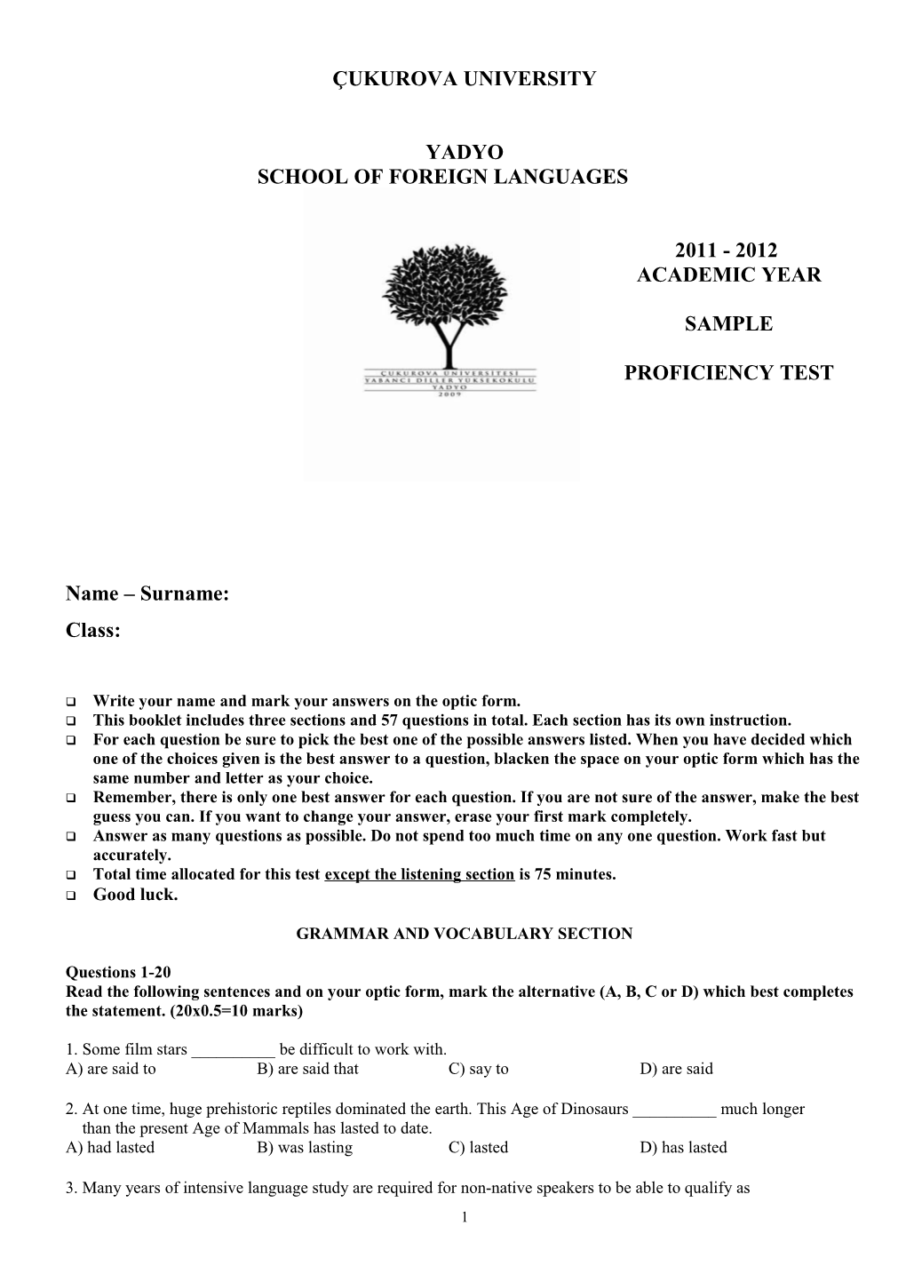 Proficiency Test