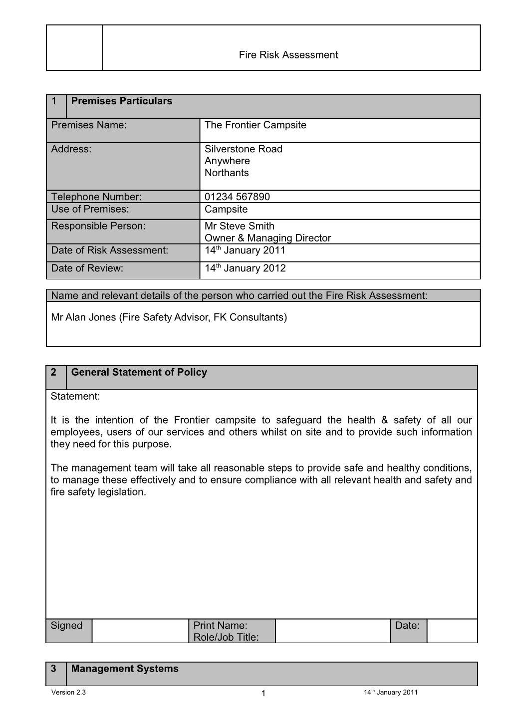 Fb140a Fire Risk Assessment Proforma