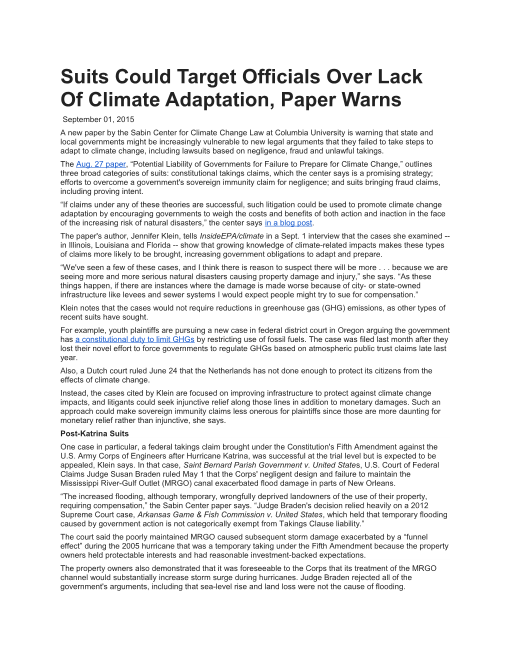 Suits Could Target Officials Over Lack of Climate Adaptation, Paper Warns