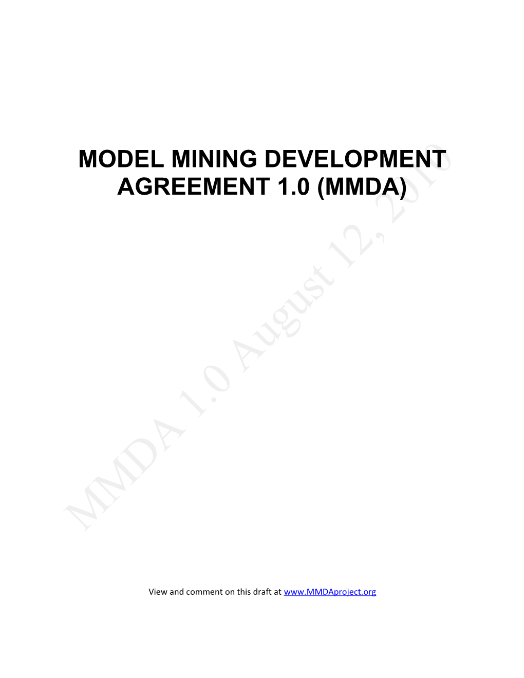 Model Mining Development Agreement 1.0 (Mmda)