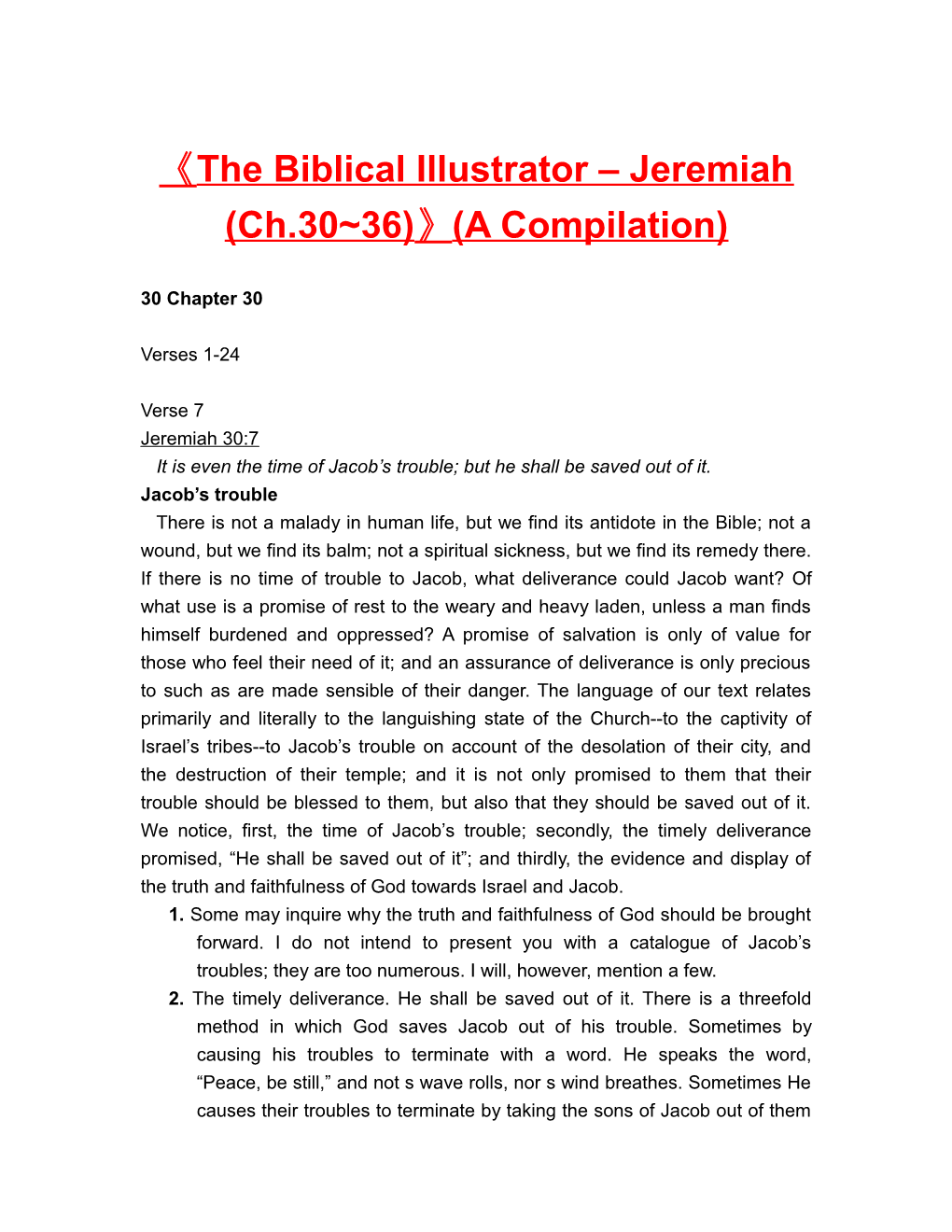 The Biblical Illustrator Jeremiah (Ch.30 36) (A Compilation)