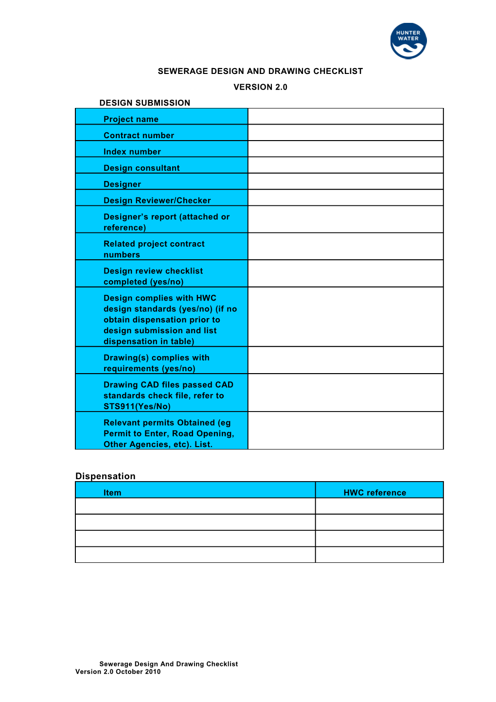 Sewerage Design and Drawing Checklist