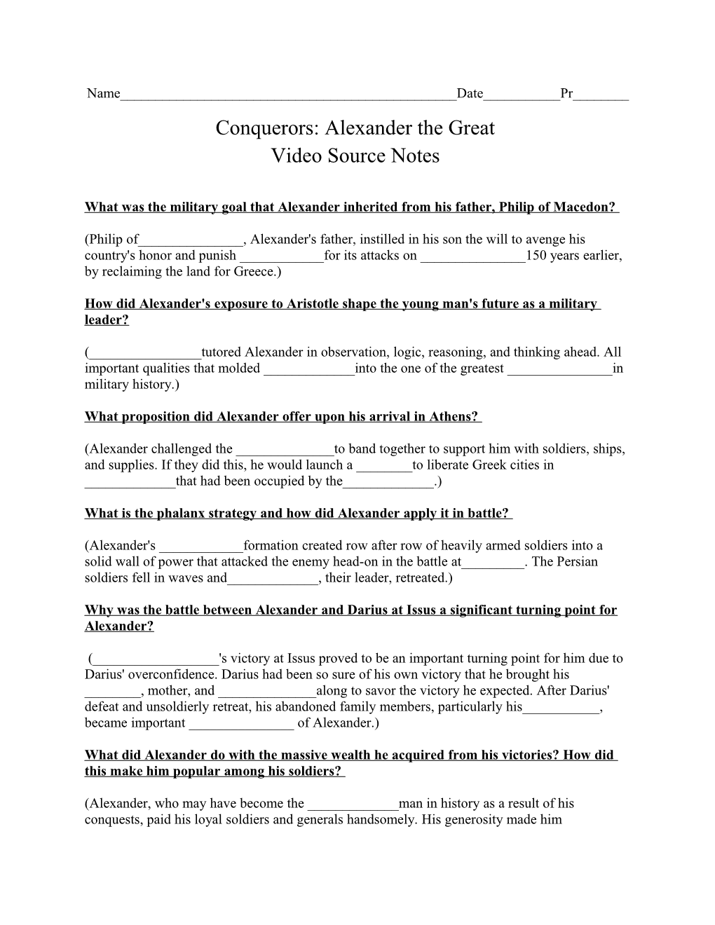 What Was the Military Goal That Alexander Inherited from His Father, Philip of Macedon?