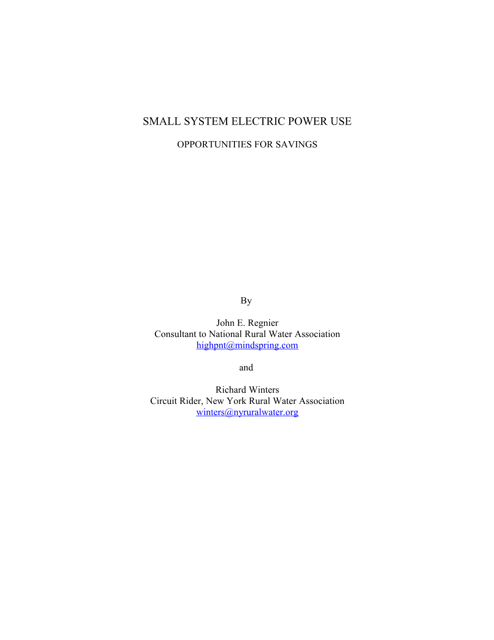 Small System Electric Power Use