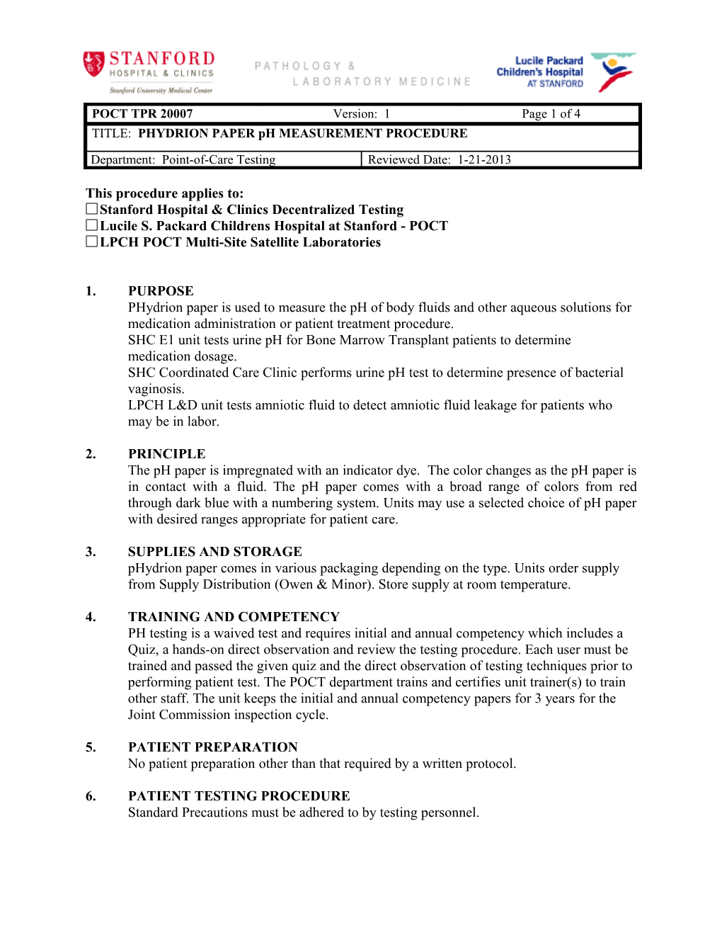 Phydrion Paper PH Measurement Procedure