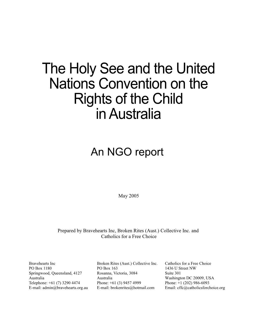 The Holy See and the United Nations Convention on the Rights of the Child