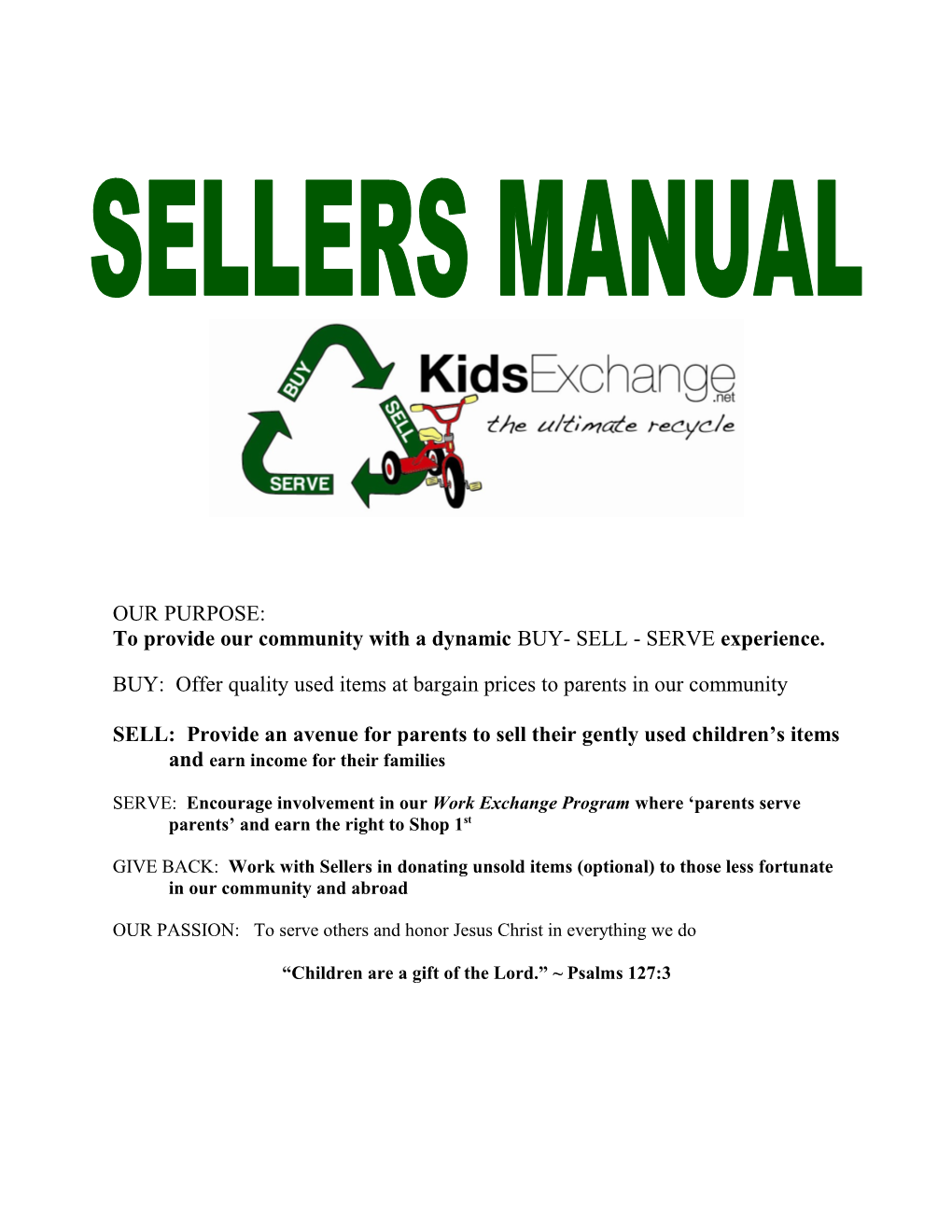 Kids Exchange Sellers Manual