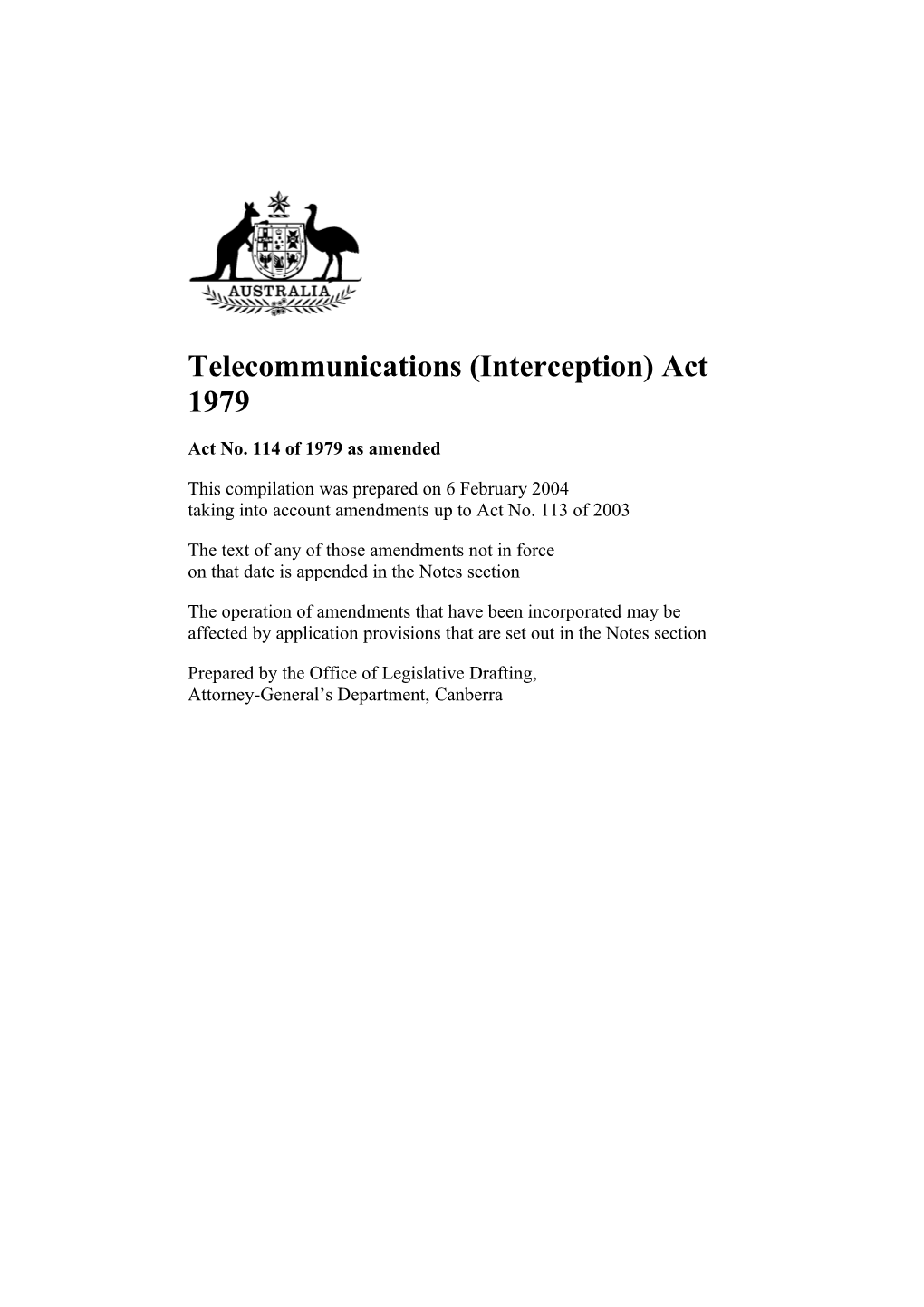 Telecommunications (Interception) Act 1979