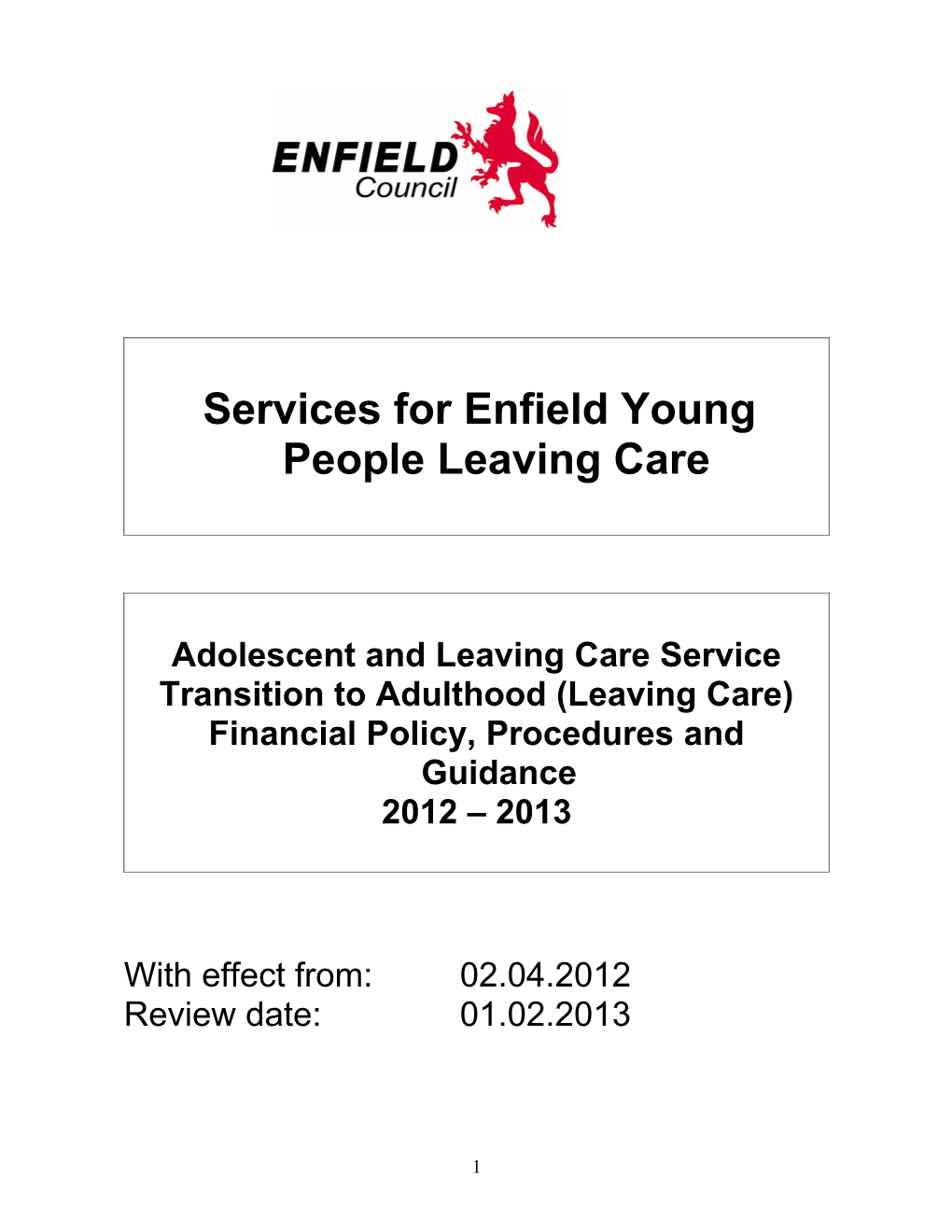 Leaving Care Finance Policy