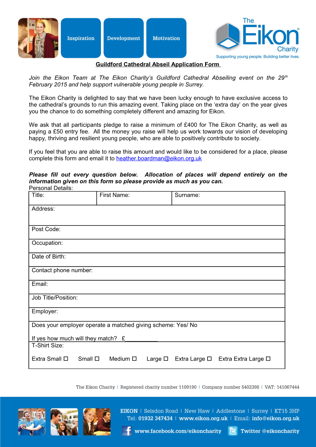 Guildford Cathedral Abseil Application Form