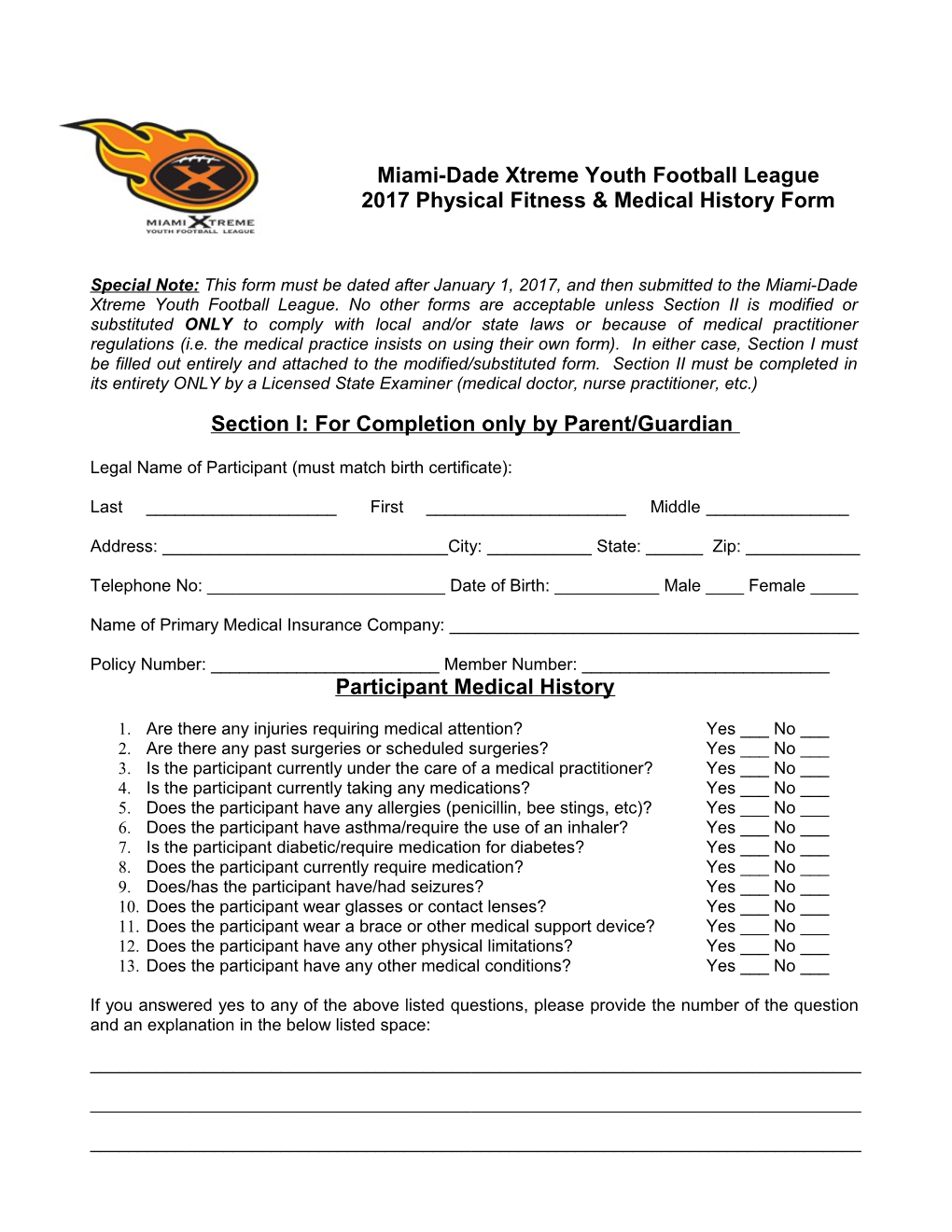 Miami-Dade Xtreme Youth Football League