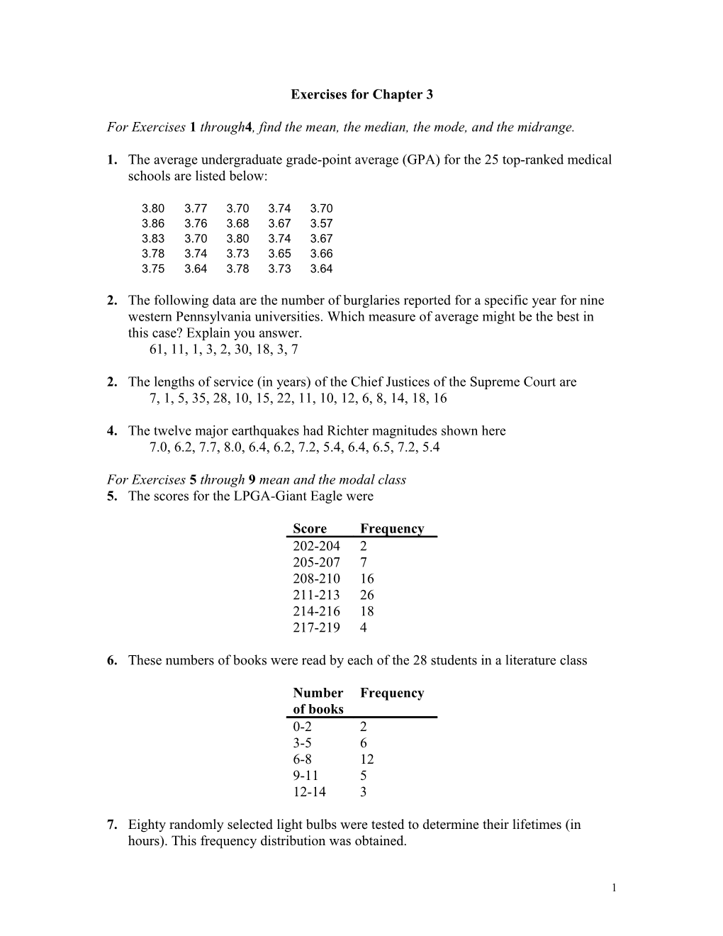 Exercisesfor Chapter 3