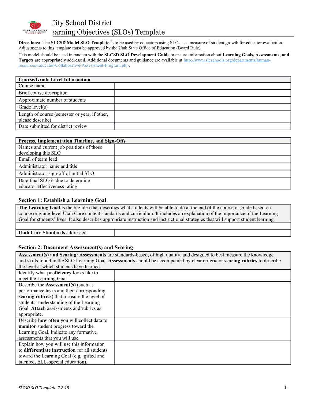 Section 1: Establish a Learning Goal