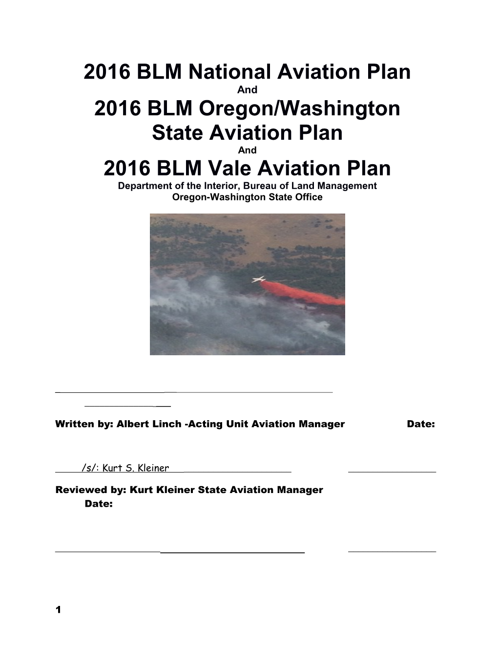 2016BLM National Aviation Plan