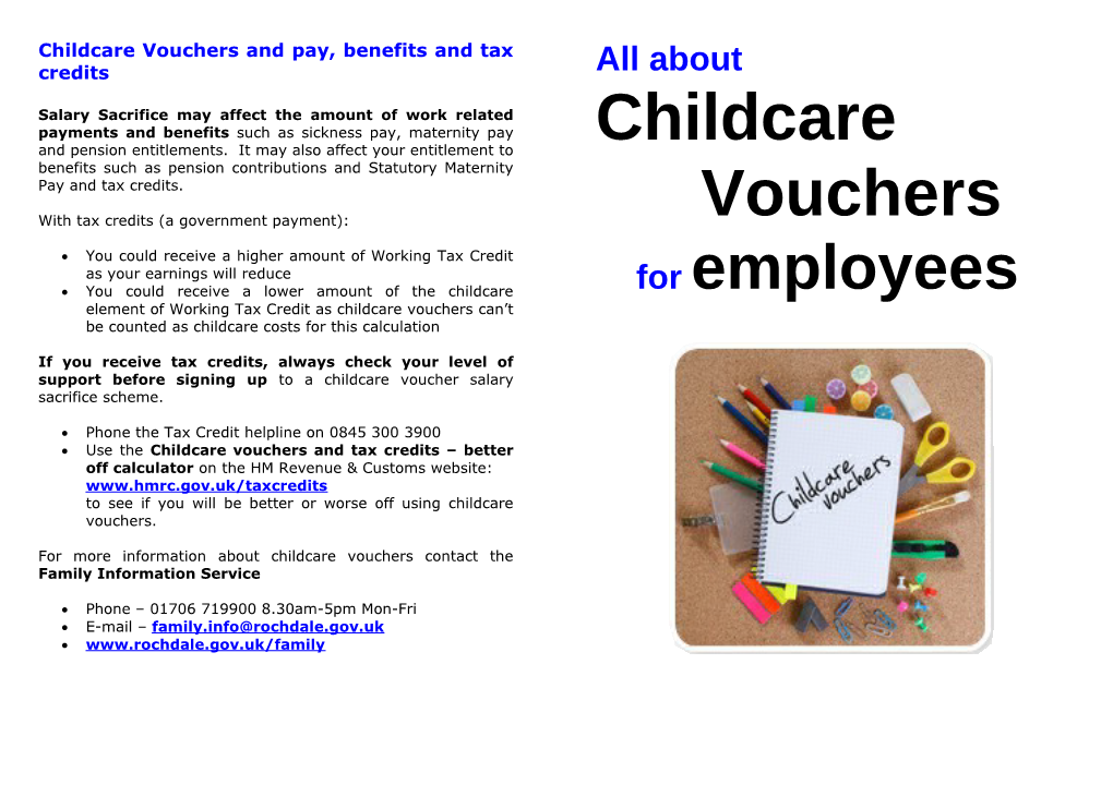 Childcare Vouchers and Pay, Benefits and Tax Credits