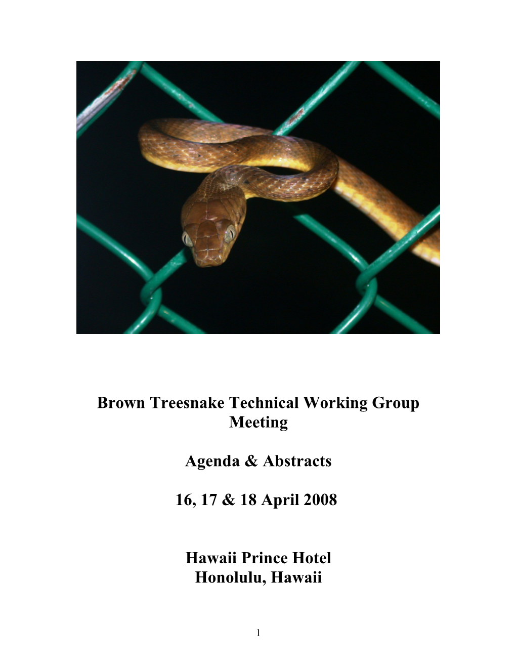 Brown Treesnake Technical Working Group Meeting