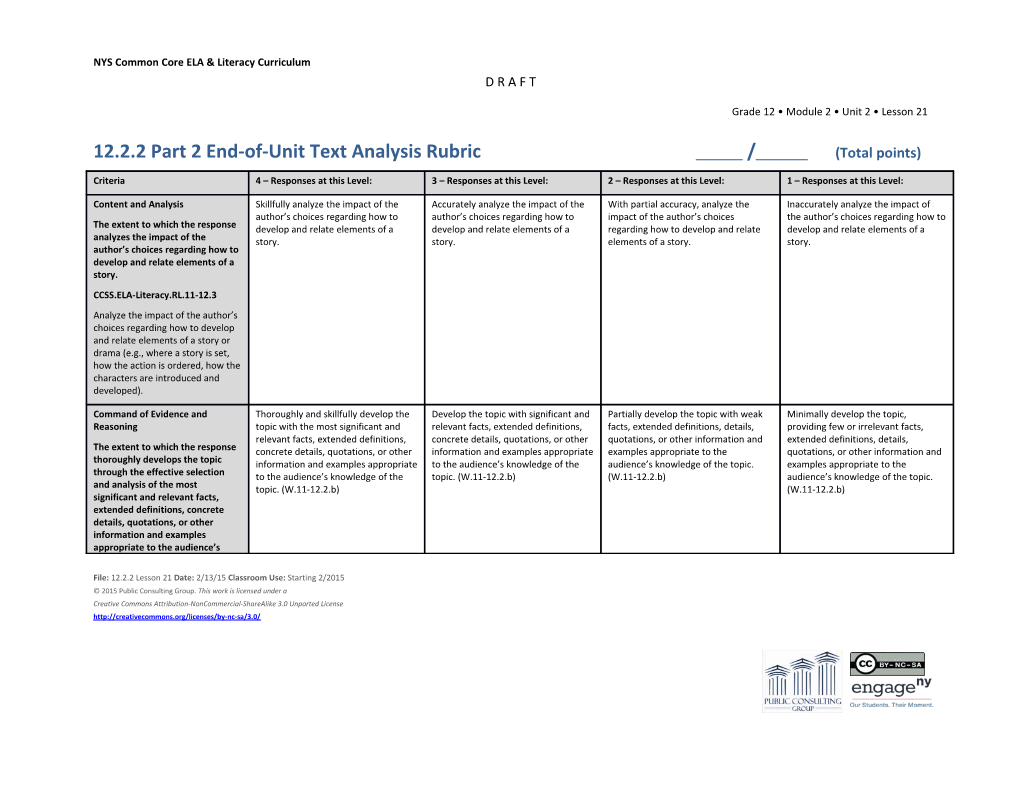 12.2.2Part 2 End-Of-Unit Text Analysis Rubric / (Total Points)