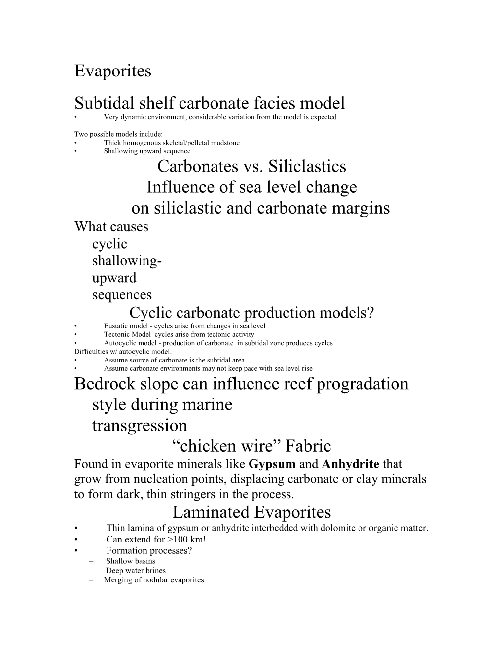 Subtidal Shelf Carbonate Facies Model