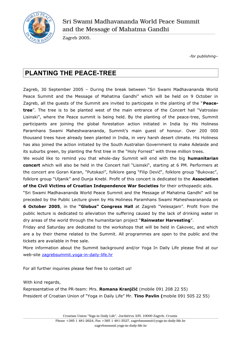 Planting the Peace-Tree